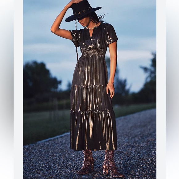 Anthropologie The Somerset Shine Edition Tiered Maxi Dress in Size XXS - Picture 1 of 8